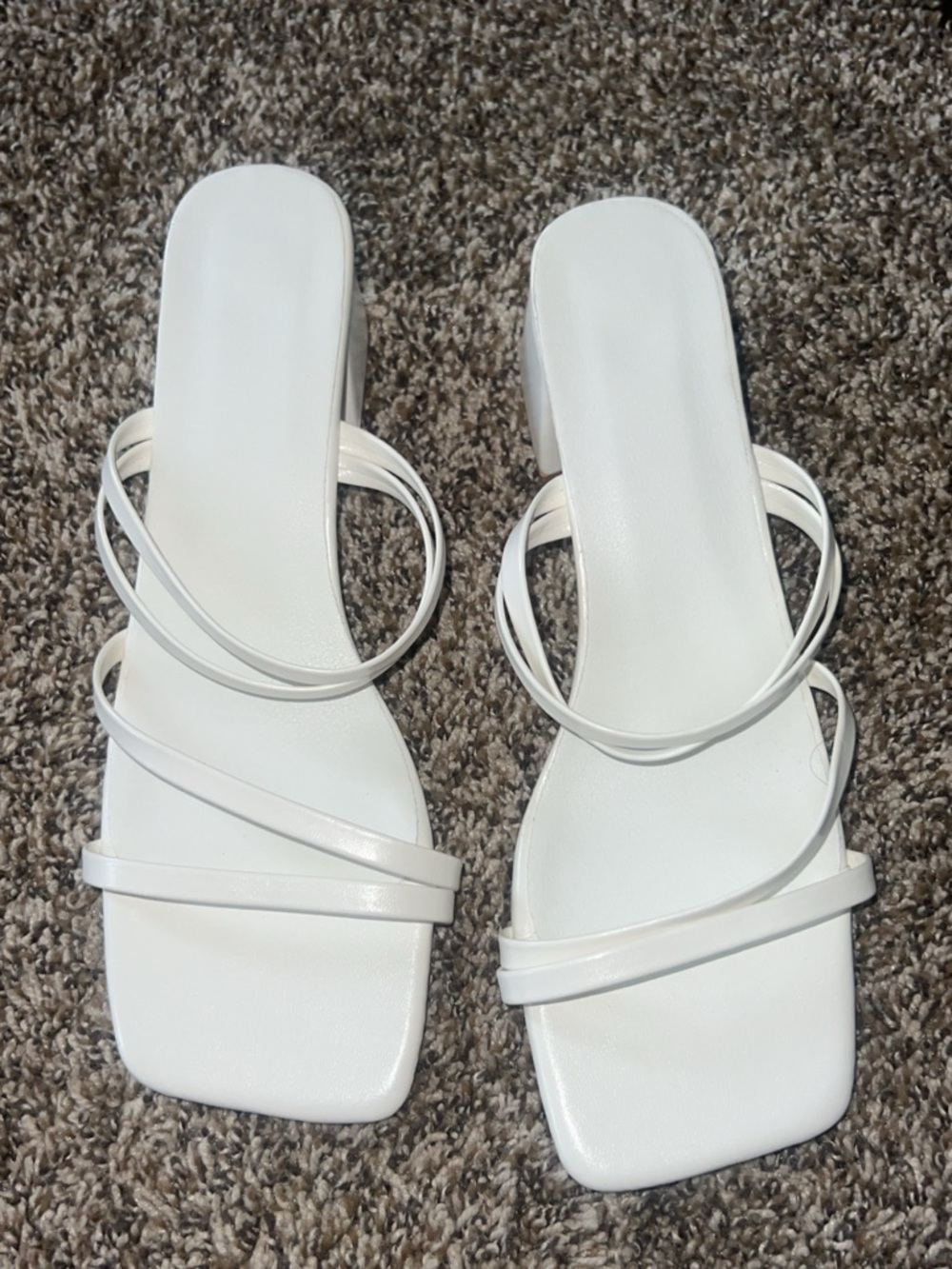 White Strappy Block Heel Sandals for Women